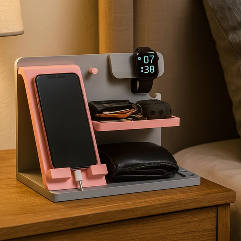 La Station de Chevet "DOCK-TECH" — Organisateur Multi-Dispositifs Apple/Samsung Watch