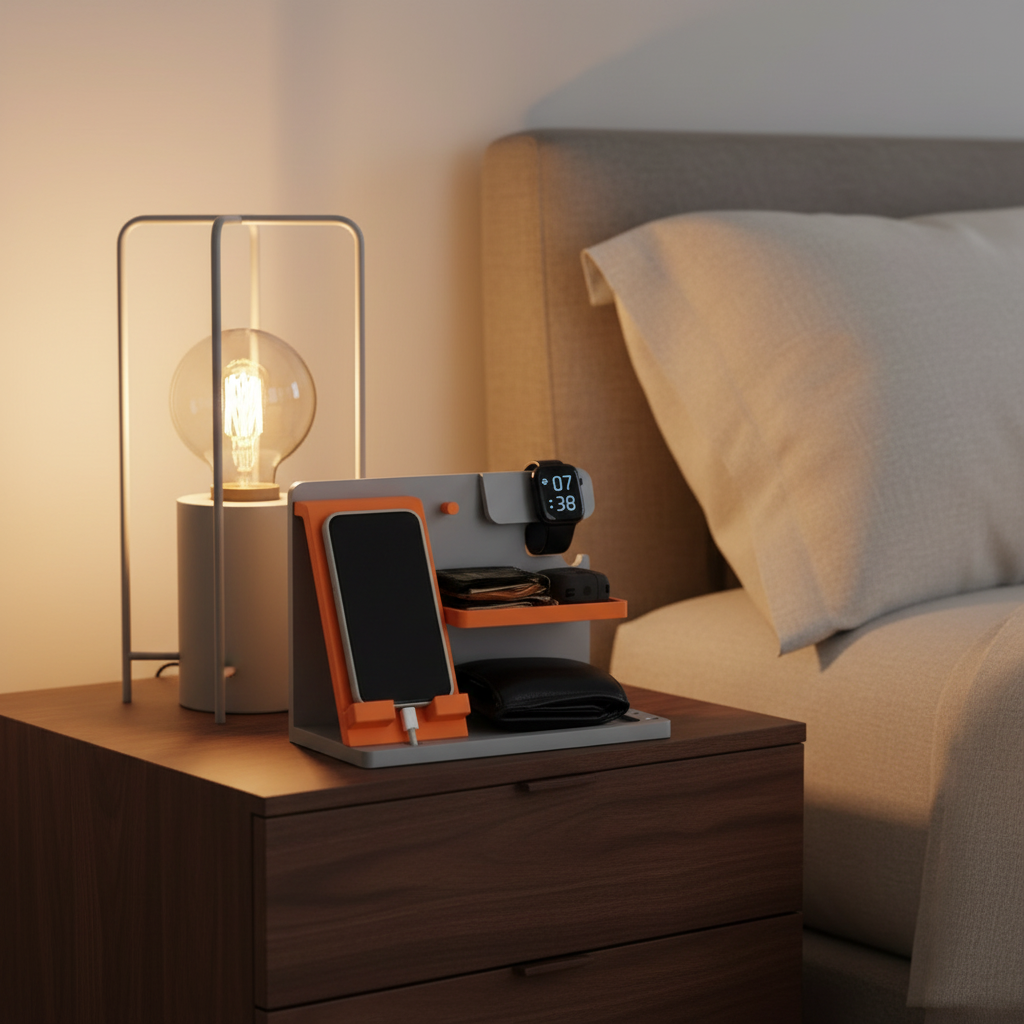 La Station de Chevet "DOCK-TECH" — Organisateur Multi-Dispositifs Apple/Samsung Watch