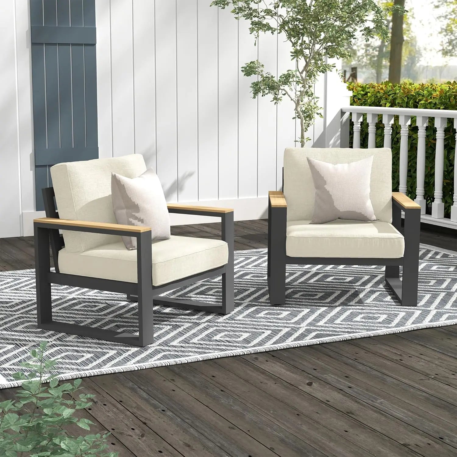 AluFlex™ 2-Piece Outdoor Patio Chair Set All-Weather Aluminum Metal Chairs with Height-Adjustable Feet — Perfect for Patio, Porch & Garden