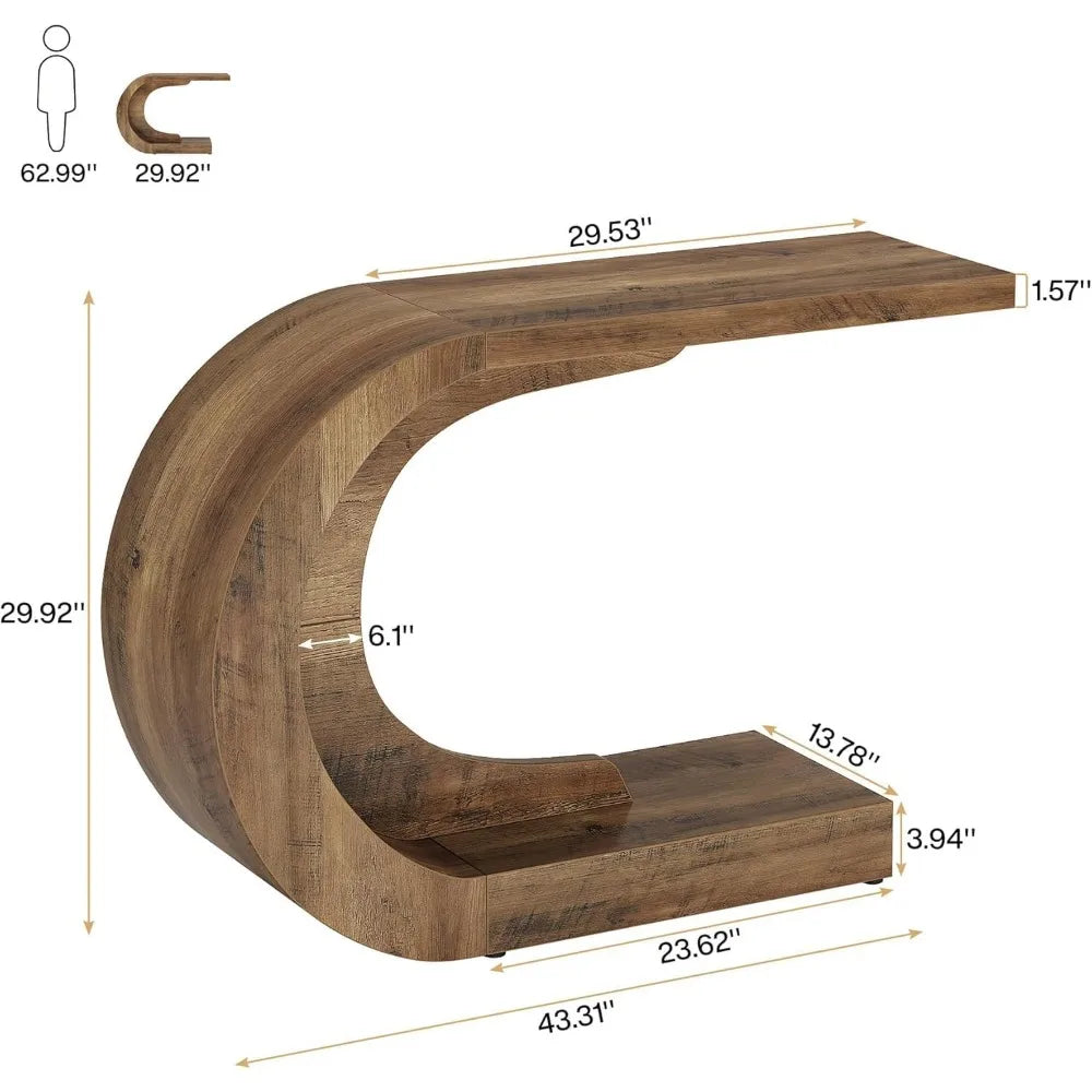 EntryCove™ 43.3" Mid-Century Modern Console Table – Wood C-Shaped Accent for Entryway & Living Room