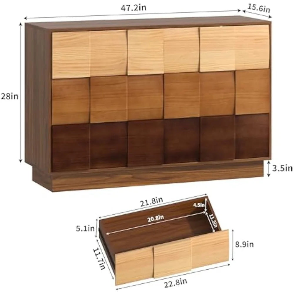 ArtisWood™ 6-Drawer Dresser – 47" Modern Chest with Solid Wood Fronts & Gradient Color-Block Finish