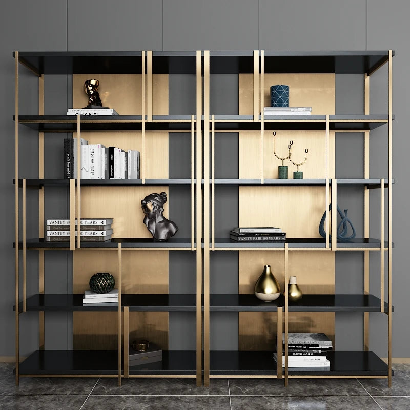 SteelArt™ — Modern Luxury Stainless Steel Bookcase with Multi-Layer Office Storage