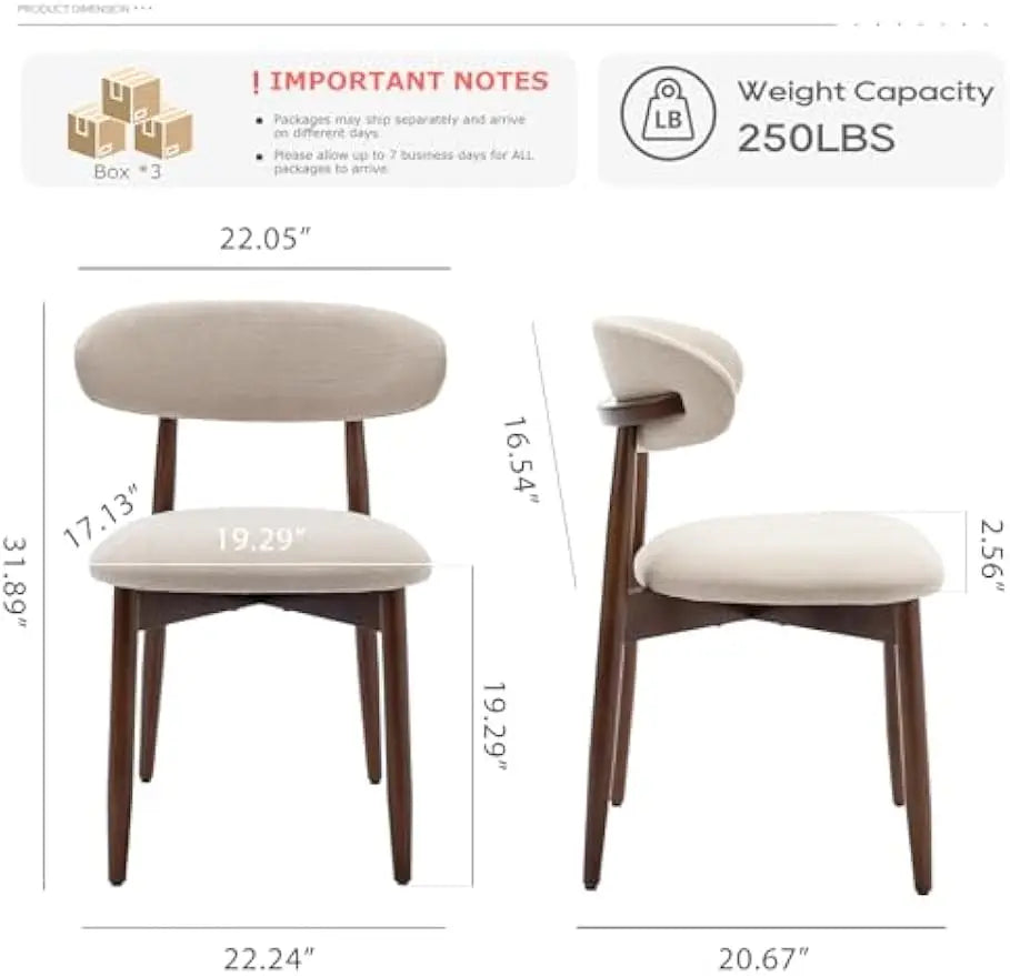 Set de 6 Chaises de Salle à Manger™ – Chaises en Bois Rembourrées Beige Style Moderne & Farmhouse | Chaises Latérales pour Cuisine et Salle à Manger avec Pieds Renforcés