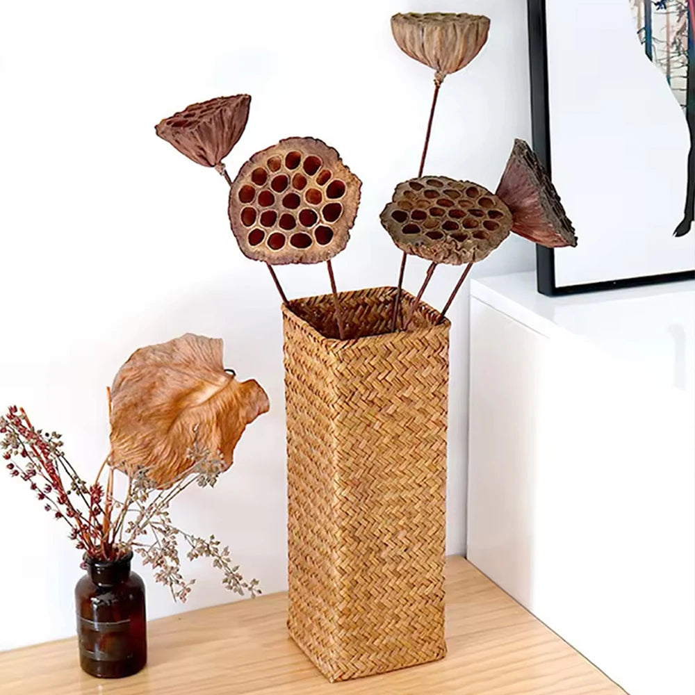 Handmade Woven Flower Vase – Creative Flower Basket for Gypsophila & Dried Flowers, Stylish Home and Room Decoration