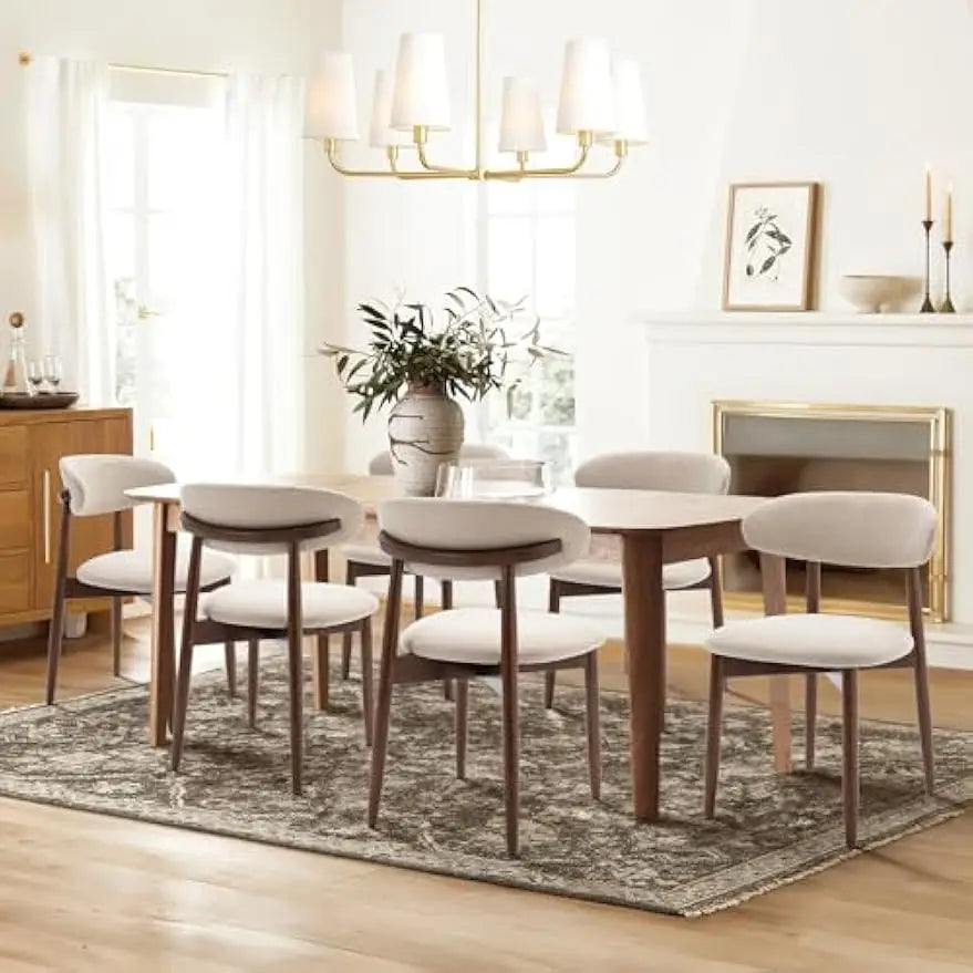 Set de 6 Chaises de Salle à Manger™ – Chaises en Bois Rembourrées Beige Style Moderne & Farmhouse | Chaises Latérales pour Cuisine et Salle à Manger avec Pieds Renforcés