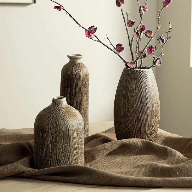 SinoCeram – Round Chinese Ceramic Vase, Decorative Flower Pot for Home, Office, and Desktop Accessories