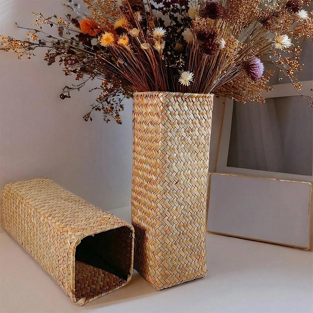 Handmade Woven Flower Vase – Creative Flower Basket for Gypsophila & Dried Flowers, Stylish Home and Room Decoration