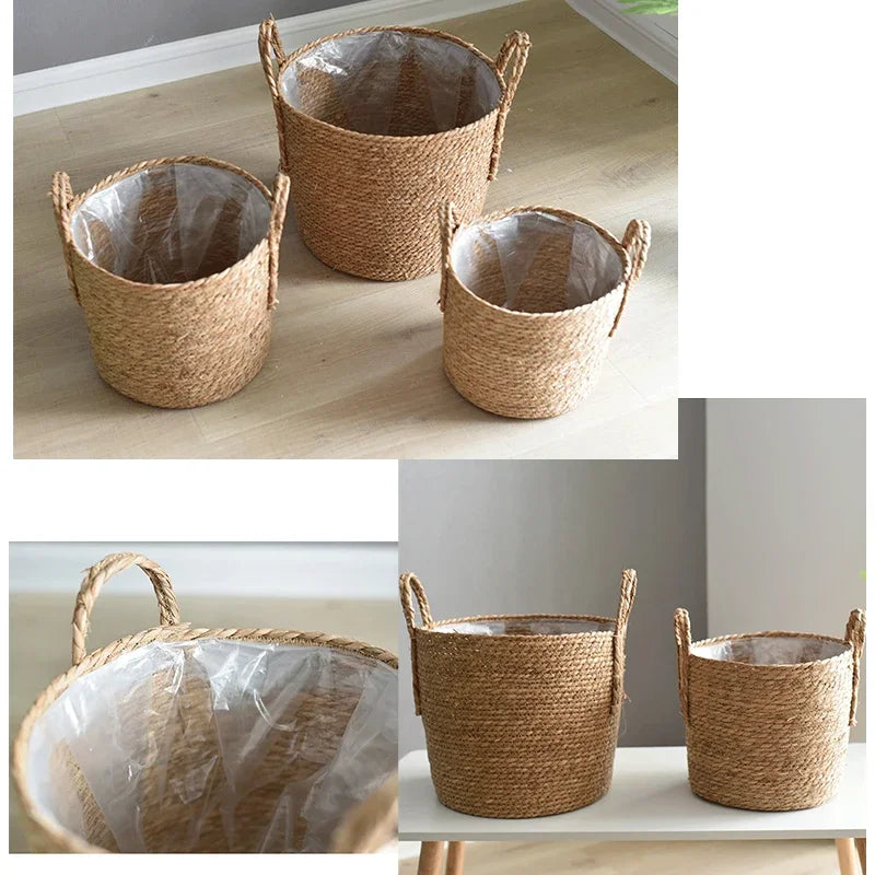 ScandiWeave – Woven Plant Basket for Indoor/Outdoor Use, Boho Floor Planter & Home Decor Storage Bin