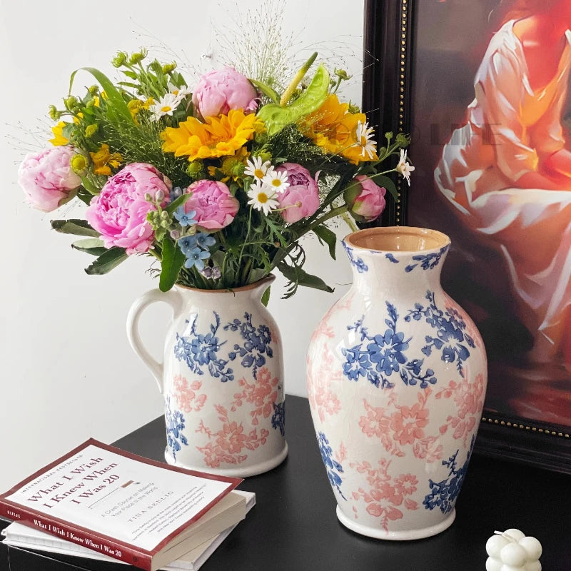 Jingdezhen IceCrack – Blue and White Porcelain Ceramic Vase, Retro Chinese Ornament for Living Room Flower Arrangements