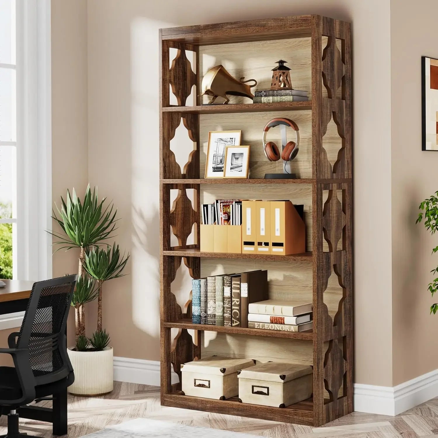 TallStack™ — 6-Tier 70" Bookshelf with Open Display Shelving for Living Room & Bedroom