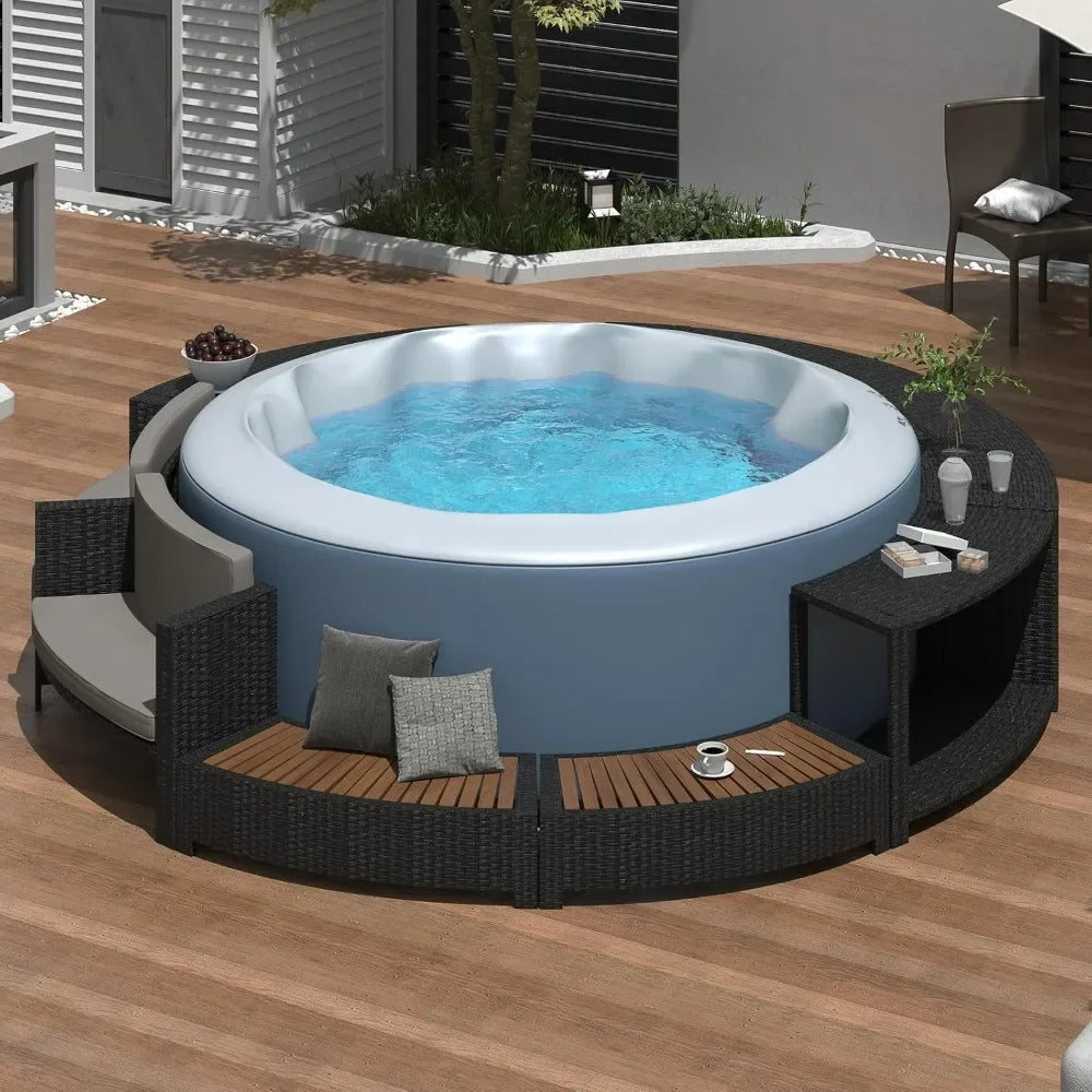 CircleComfort™ 9-Piece Patio Rattan Sofa Set Outdoor Circular Sofa with Storage & Mini Sofa — Plush Cushions for Ultimate Relaxation