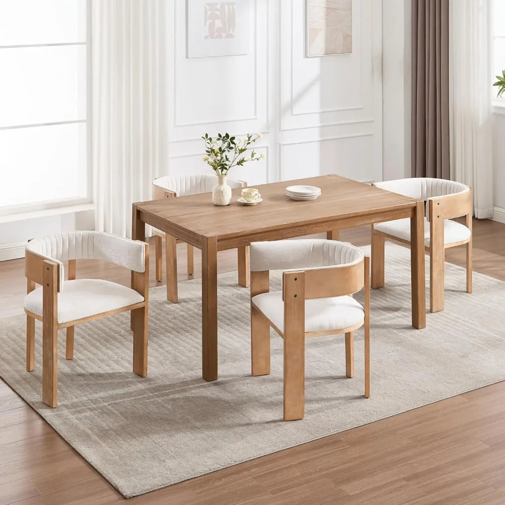 ChenilleBar™ Mid-Century Dining Chairs Set of 4 – Upholstered Modern Side Chairs with Barrel Backrest for Dining Room or Guests