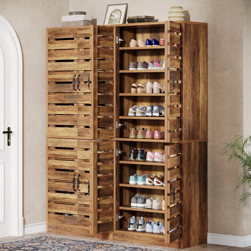 ShutterGuard™ 70.8" Tall Shoe Cabinet – Double Door Storage Organizer for Entryway & Closet