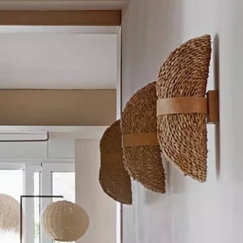Luminara® Vintage Rattan Wall Lamp – Woven Lighting for Living Room, Hotel & Home Decor