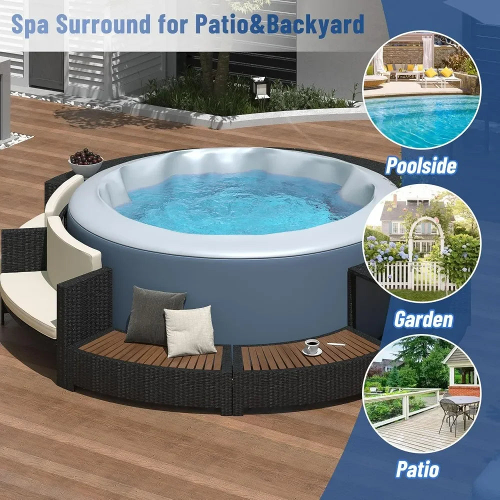 CircleComfort™ 9-Piece Patio Rattan Sofa Set Outdoor Circular Sofa with Storage & Mini Sofa — Plush Cushions for Ultimate Relaxation