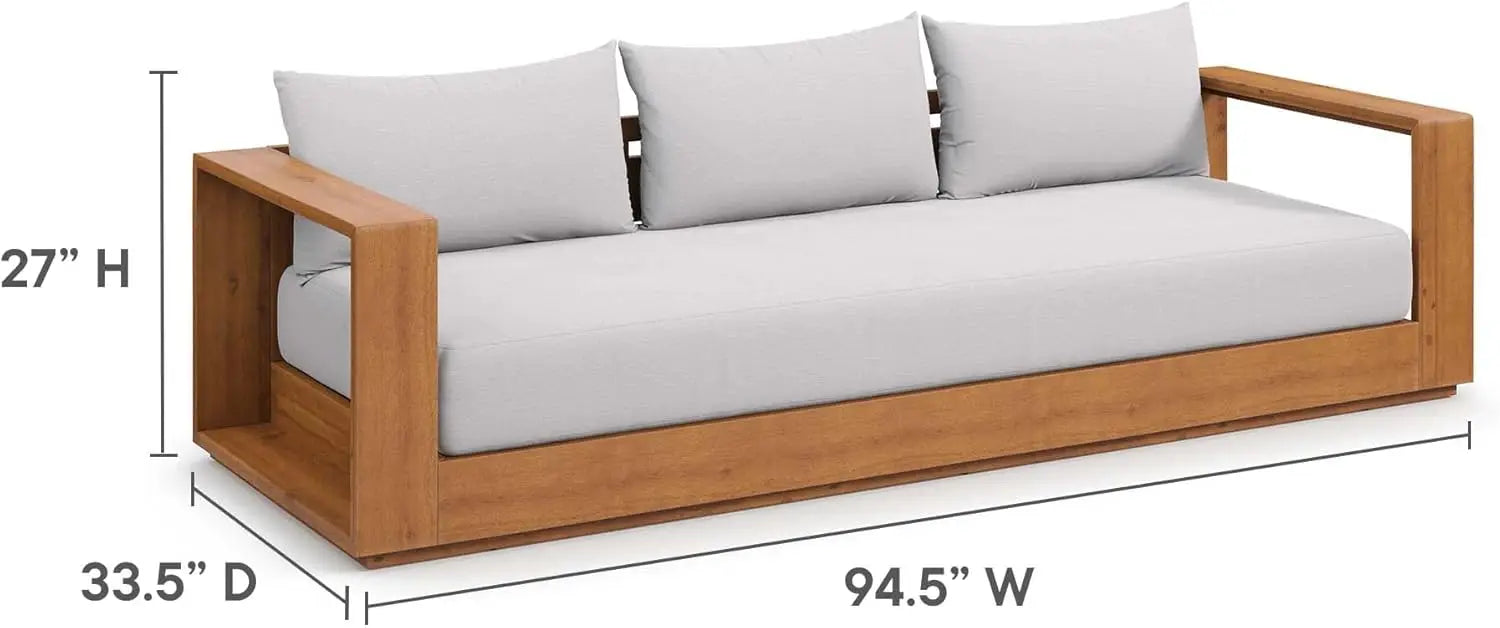 Tahoe™ Acacia Wood Outdoor Sofa Natural Light Gray, Weather-Resistant Cushions — Perfect for Porch or Sunroom