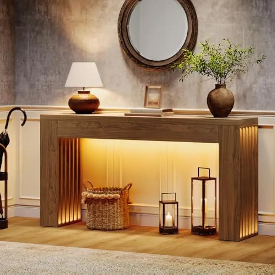 Farmwood™ 48" Console Table – Farmhouse Entryway Sofa Table with Vertical Legs, Rectangular Accent for Living Room & Hallway