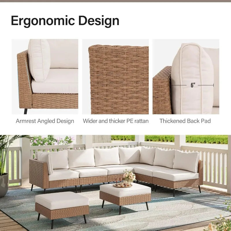 Lausaint Home™ 8-Piece Outdoor Sectional Sofa Set PE Rattan Wicker Patio Conversation Set — Stylish & Durable Outdoor Furniture