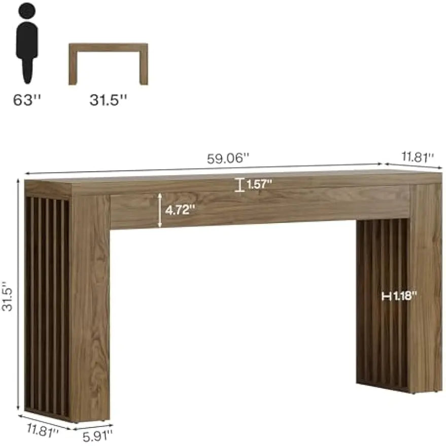 Farmwood™ 48" Console Table – Farmhouse Entryway Sofa Table with Vertical Legs, Rectangular Accent for Living Room & Hallway