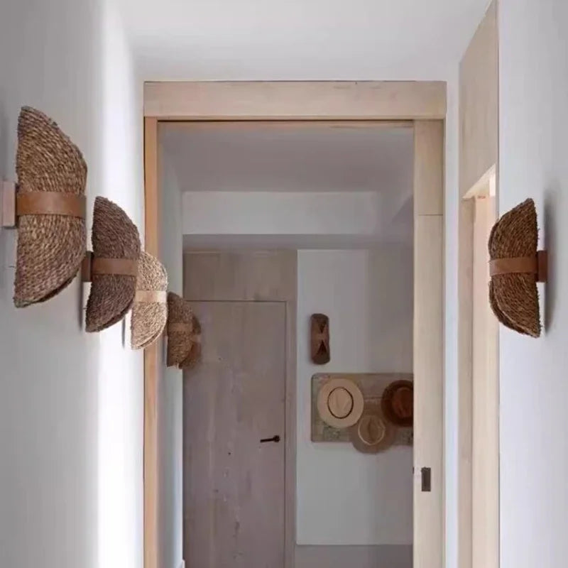 Luminara® Vintage Rattan Wall Lamp – Woven Lighting for Living Room, Hotel & Home Decor
