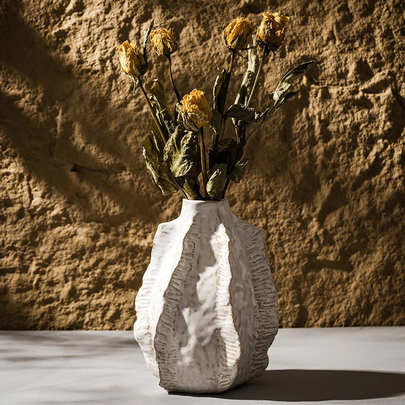 Capiron Porcelain – Vintage Wabi-Sabi Ceramic Vase, Unique Retro Boho Decorative Vase for Tabletop Home Aesthetic