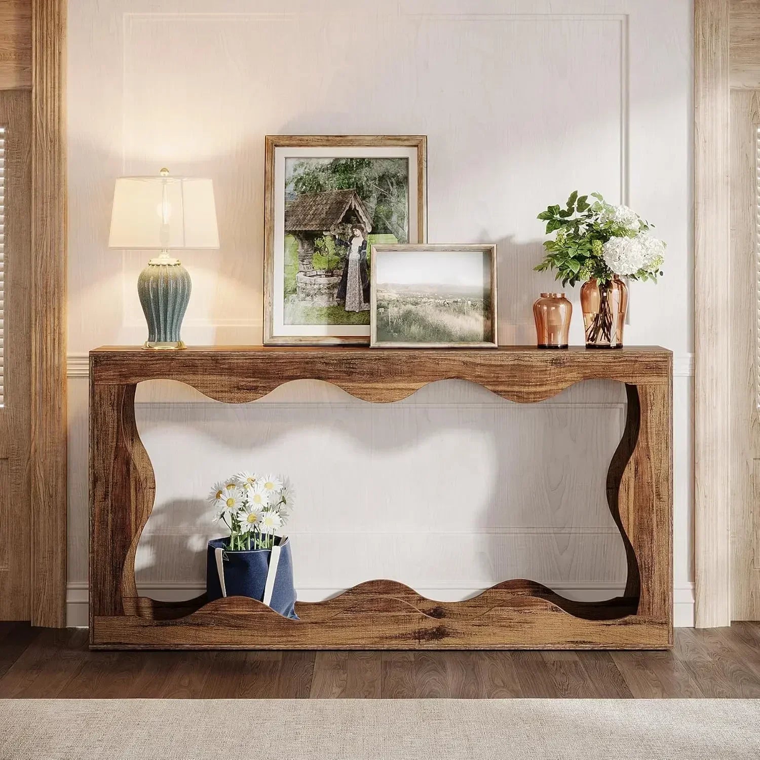 FarmhouseLine™ 63" Console Table – Storage Couch Table for Living Room Entryway & Hallway