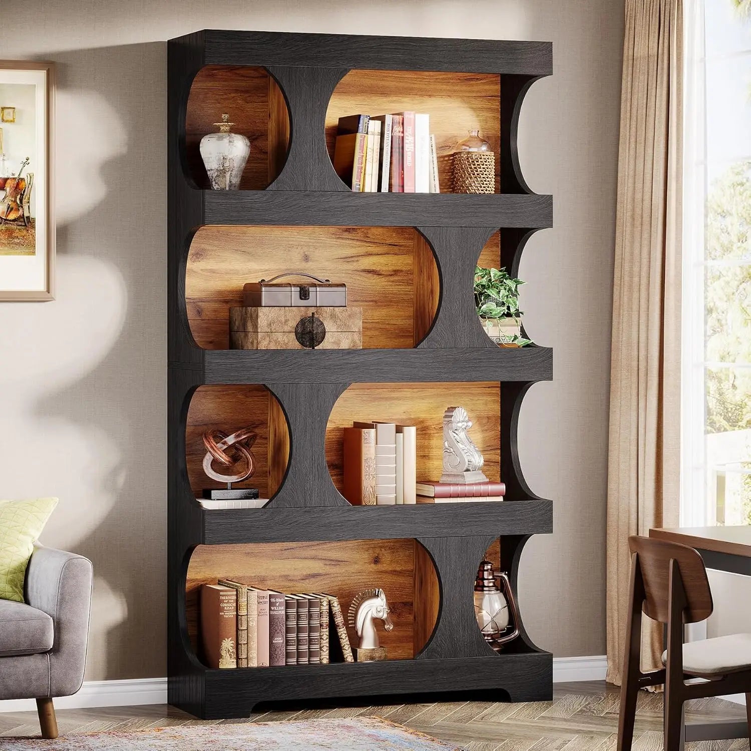 BlackFrame™ — 4-Tier Modern Freestanding Bookshelf for Living Room & Home Office