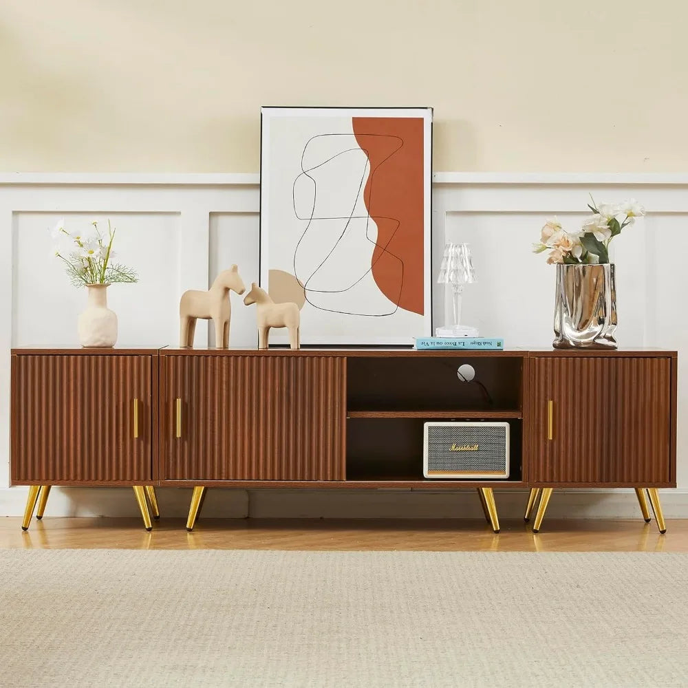 WalnutFlex 71" TV Stand — Modular Entertainment Center for 65-80" TVs, Modern Fluted Panel Design
