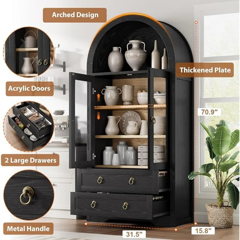 ARCARA™ – Arched kitchen pantry cabinet and bookshelf for stylish storage and display