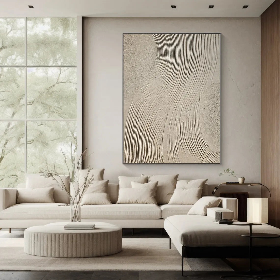 Beige Texture  Art Painting Wabi-sabi Wall Art Home Decor Paintings Solid Beige Minimalist Paintings Rippled 3D Texture Painting