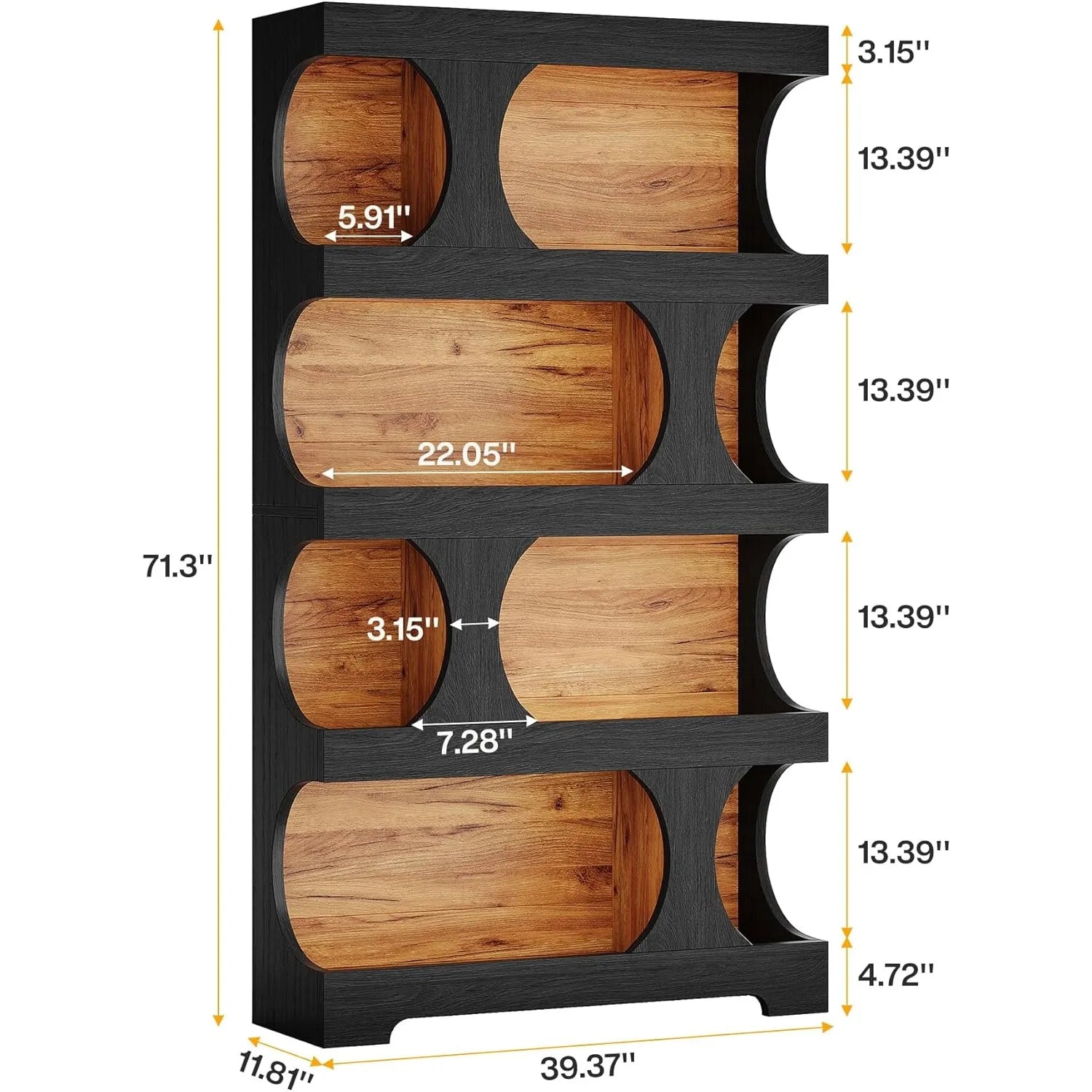 BlackFrame™ — 4-Tier Modern Freestanding Bookshelf for Living Room & Home Office