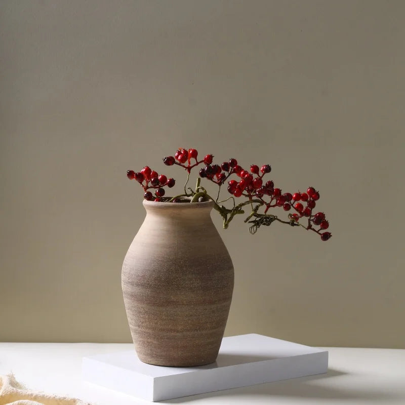 NostaClay – 20.4CM High Retro Ceramic Vase, Rough Handmade Pottery for Vintage Home Decoration & Dried Flowers