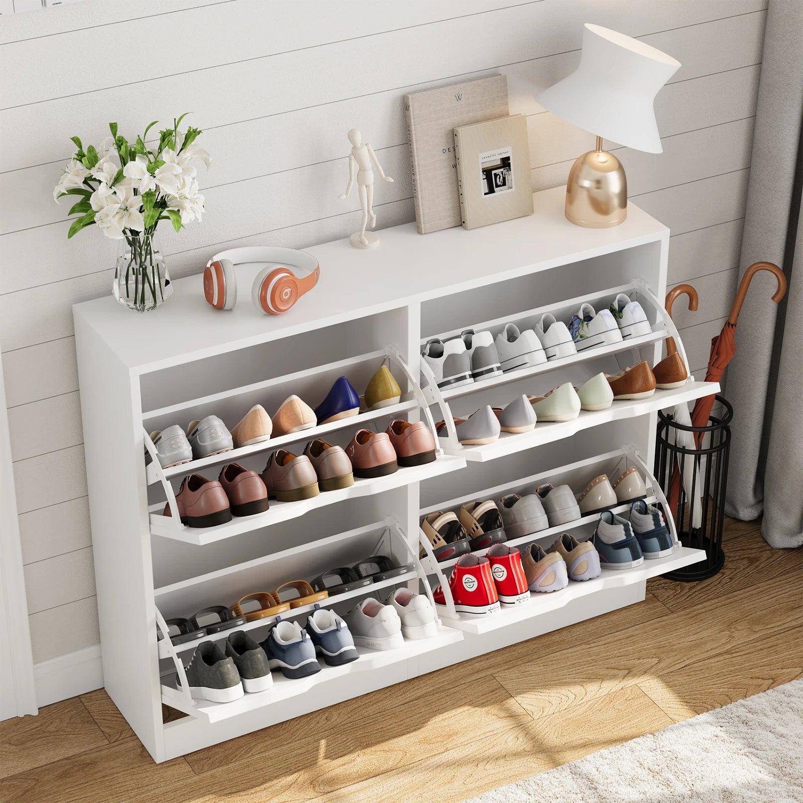VOWNER™ 4-Drawer Flip Shoe Cabinet – Freestanding Shoe Storage Organizer