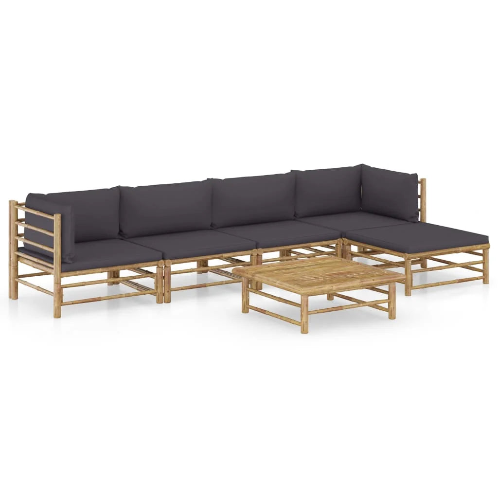 GRAYLIN™ – 6-piece weather-resistant patio lounge set with dark gray back cushions, designed for outdoor comfort and US local shipping