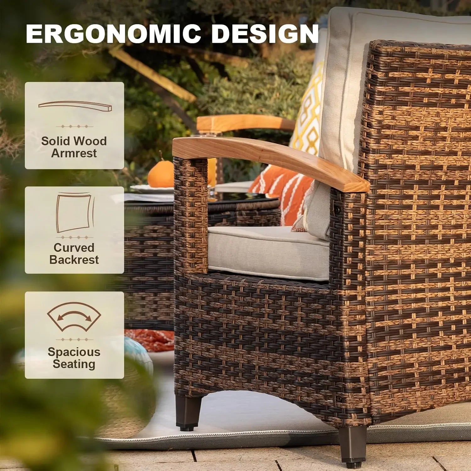 CURVARA™ – Multi-piece rattan patio conversation set with half-moon curved sofa design for elegant outdoor lounging