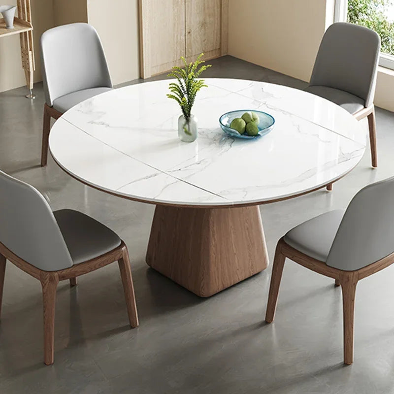 Allungabile™ – Slate Extendable Round Dining Table | Industrial Style Dining Table for Bedroom, Kitchen, Kids, and Outdoor Use