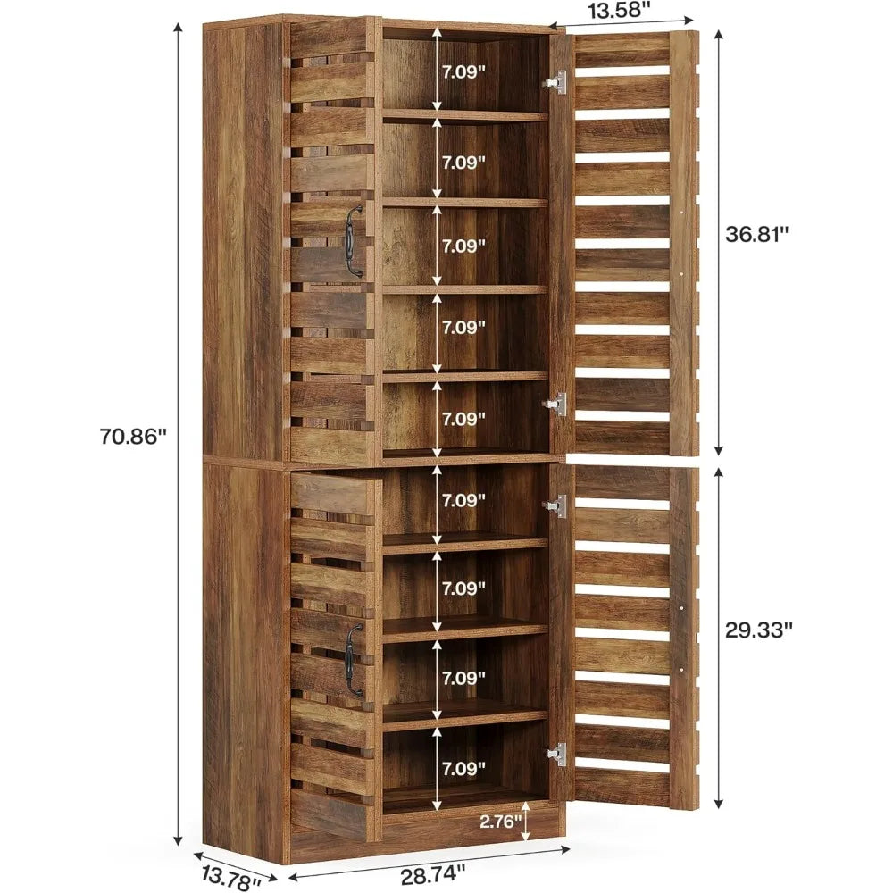 ShutterGuard™ 70.8" Tall Shoe Cabinet – Double Door Storage Organizer for Entryway & Closet