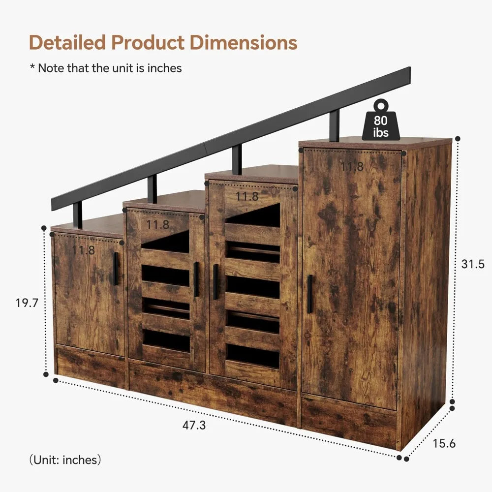 FarmHaven™ Hidden Shoe Cabinet with Doors – Wooden Enclosed Shoe Organizer for Entryway, Ventilated Farmhouse Style Storage