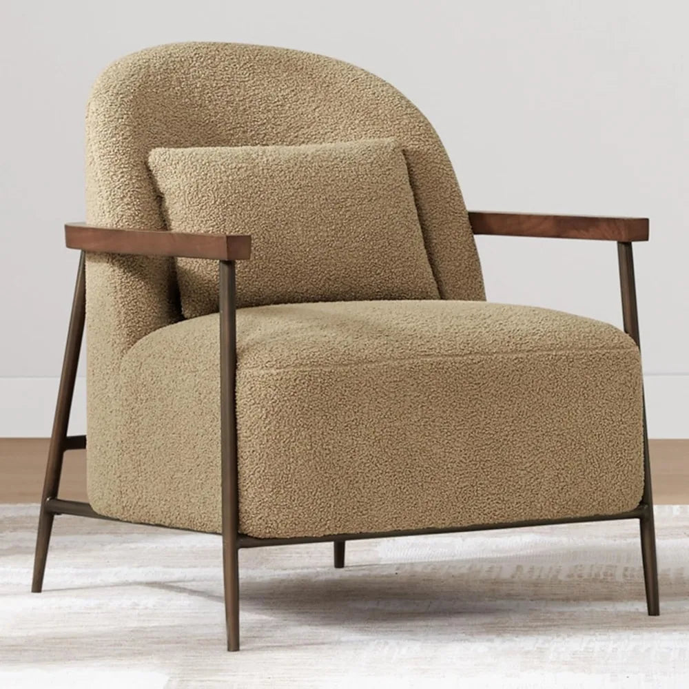 SherpaNest™ Set of 2 Accent Chairs Modern Upholstered Faux Sherpa Fabric Armchairs with Metal Frame & Wooden Legs — FSC Certified