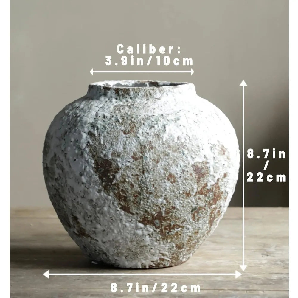 RusticaCircle – Rustic Ceramic Tall Floor Vase, Vintage Farmhouse Decor for Living Room, Entryway, and Table Centerpieces