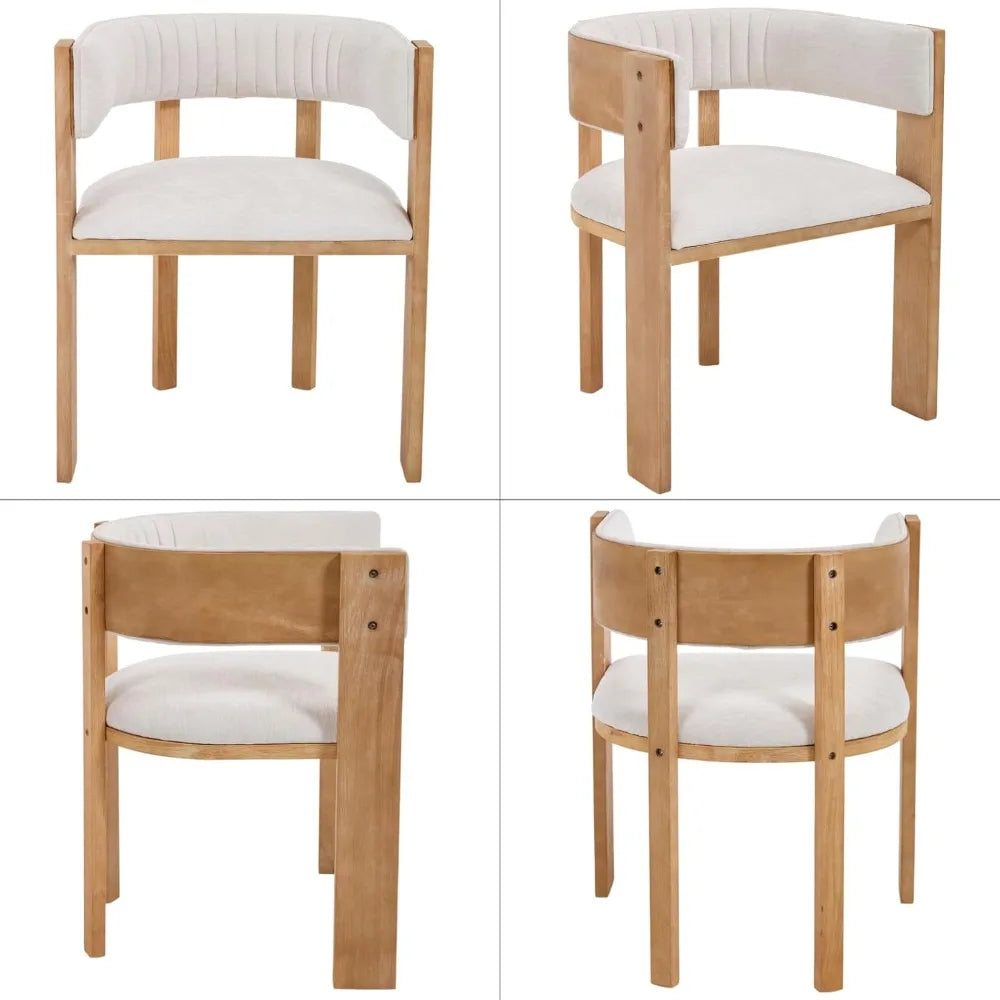 ChenilleBar™ Mid-Century Dining Chairs Set of 4 – Upholstered Modern Side Chairs with Barrel Backrest for Dining Room or Guests