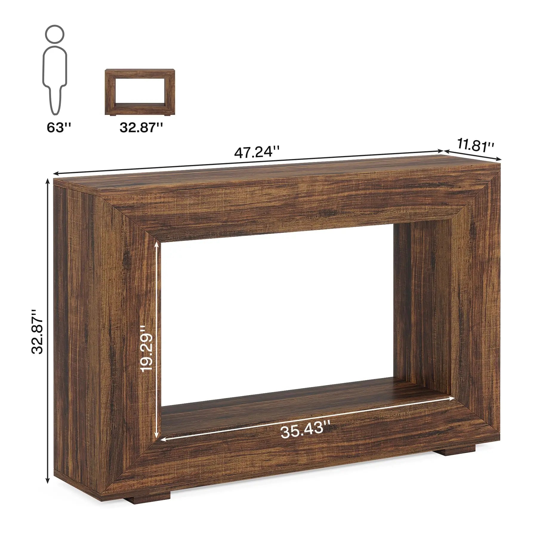 TribeFarm™ 47" Farmhouse Console Table – Industrial Entryway Storage Accent for Living Room