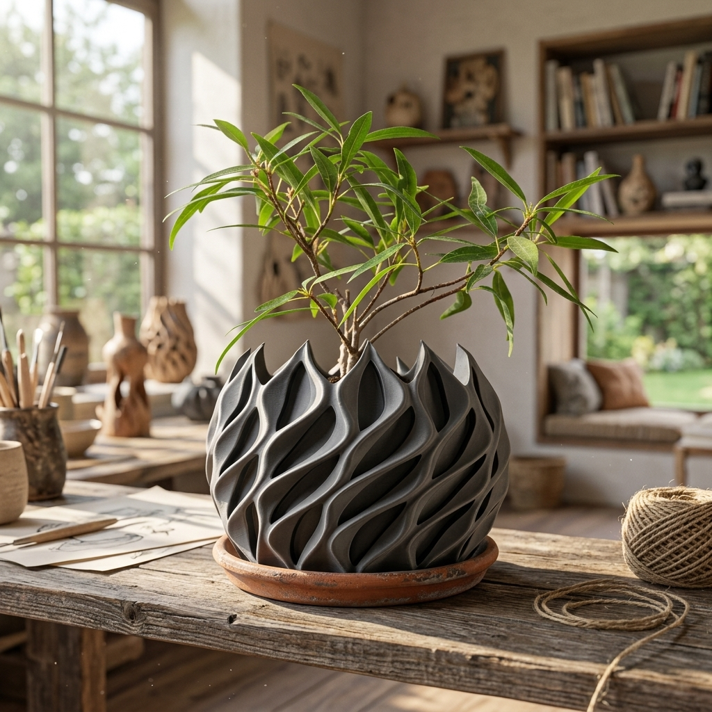Pot Sculptural Wave – Jardinière Design 3D