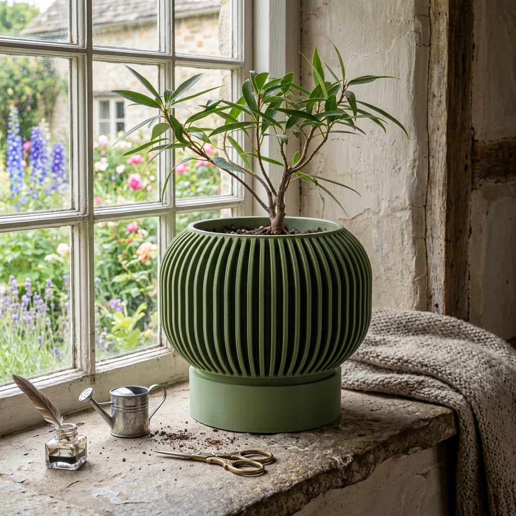 Pot Verde Ligne – Jardinière Minimaliste 3D