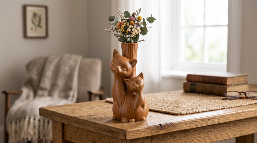 Le Vase "Bastet" — Duo de Chats Cannelé