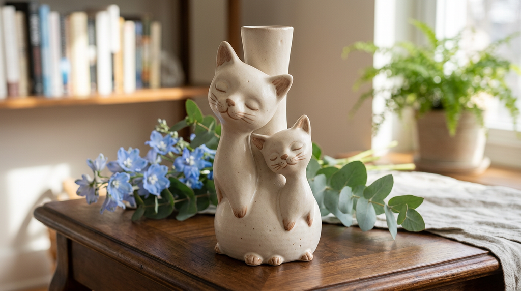 Le Vase "Bastet" — Duo de Chats Cannelé
