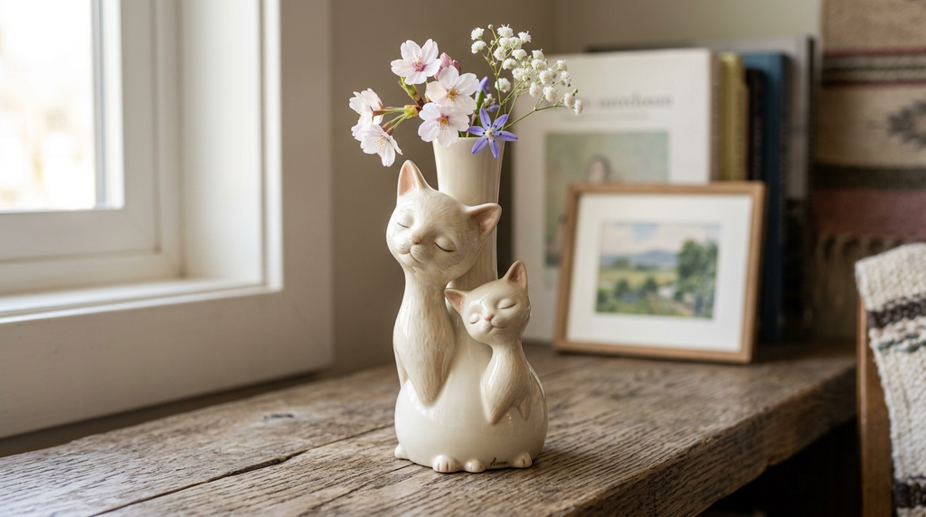 Le Vase "Bastet" — Duo de Chats Cannelé