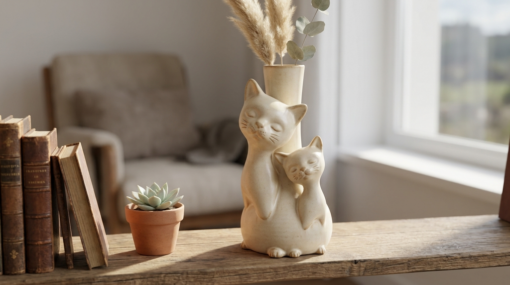 Le Vase "Bastet" — Duo de Chats Cannelé