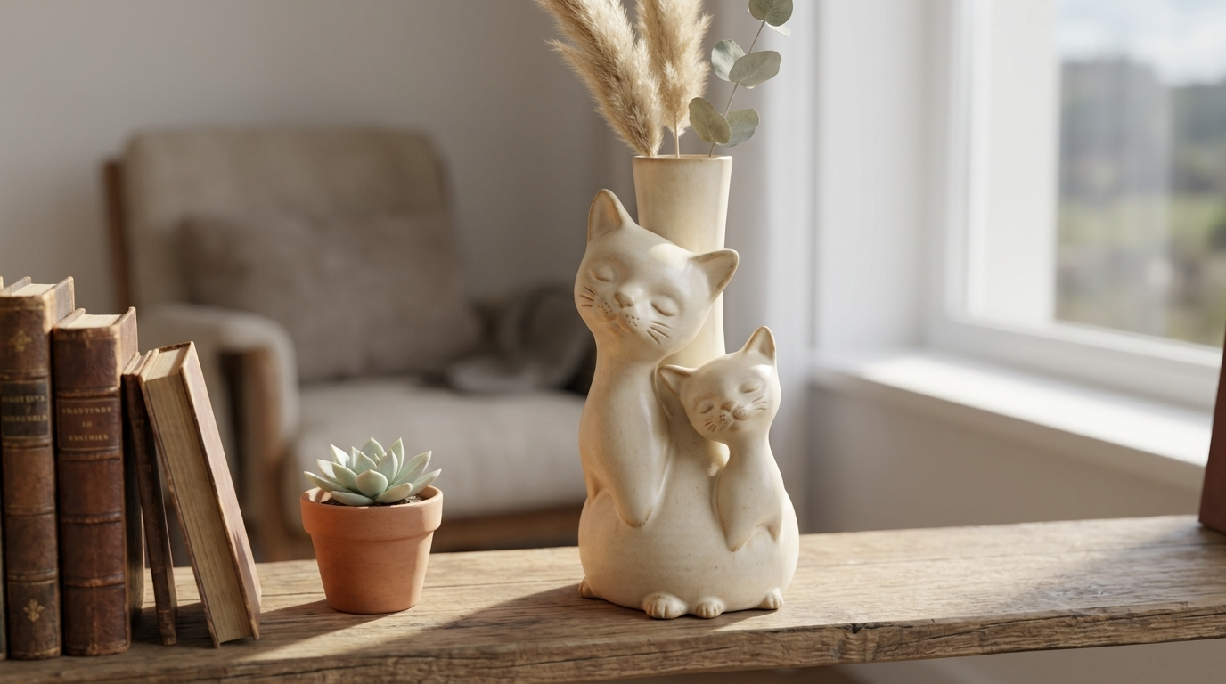 Le Vase "Bastet" — Duo de Chats Cannelé