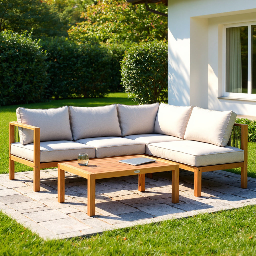 ChatGPT a dit : AcaRope™ – 3PCS Patio Acacia Wood Sofa Set with Thick Cushions & Nylon Rope Armrests